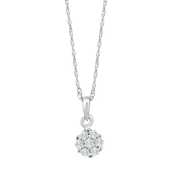 Pompeii Small Pave Real Diamond Pendant 10k White Gold 18" Women's Necklace (GH,I1)