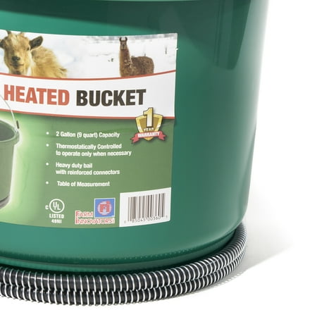 Farm Innovators HB-60 Oversized 2 Gallon Plastic Heated Bucket, 60 Watt