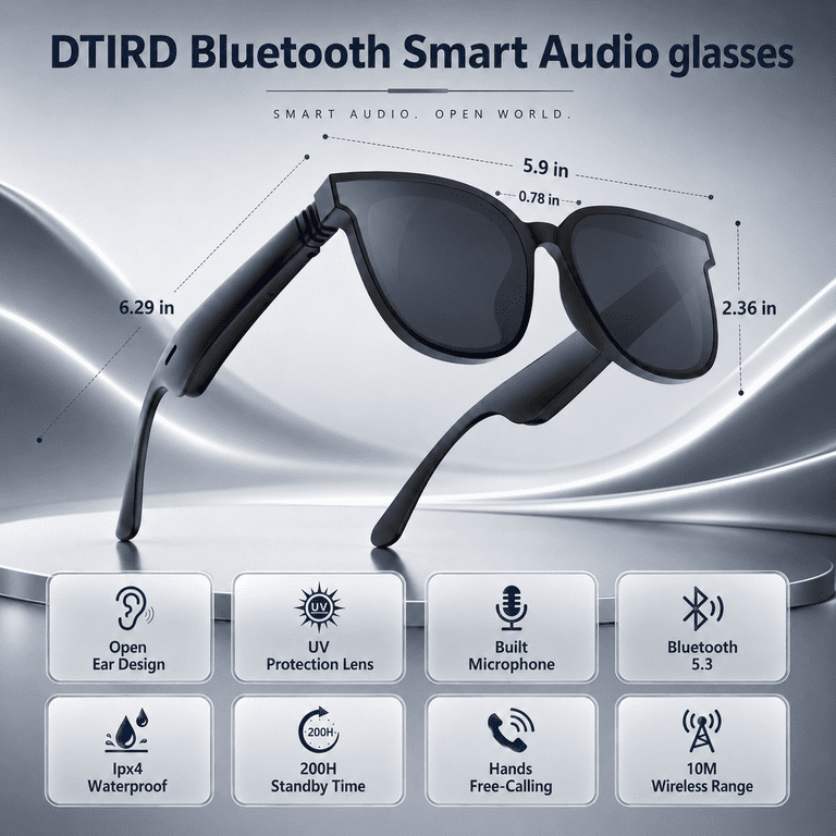 DTIRD Bluetooth Glasses for Men & Women with Open-Ear Speaker photo 8