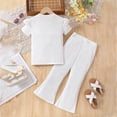 thumbnail image 4 of HCNTES Girls Summer 2 Piece Outfits Kids Short Sleeve Tops Wide Leg Pants Clothing Sets 3T 4T 5T 6T 7T Girls School Outfits Set(D01-White,6-7 Years), 4 of 4