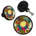thumbnail image 2 of 4 Pcs Tropical Flowers Fruits Knobs for Kitchen Cabinet Cupboard Dresser Bookcase Drawer Pulls Handles Round Home Decor, 2 of 5