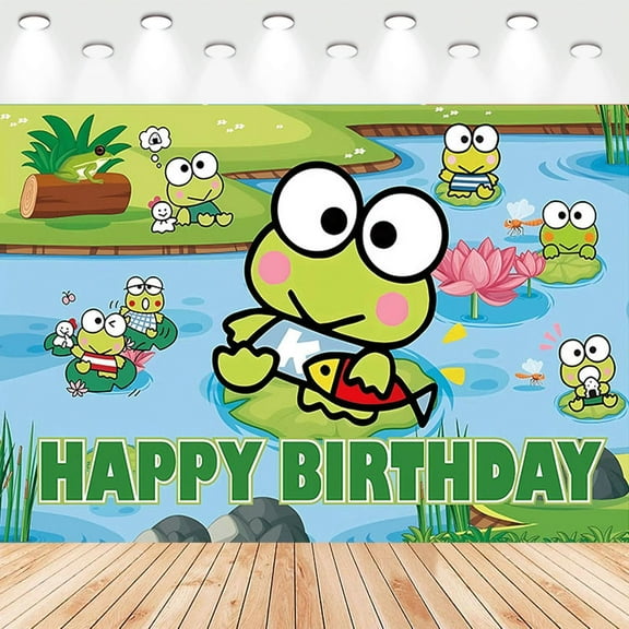 5 X3ft Keroppi Cartoon Birthday Party Decorations Supplies, Masks Party Photography Backdrop Photo Decor Banner, Kids Boys Baby Shower Photography Backdrop