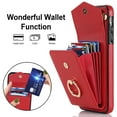 thumbnail image 5 of Feishell for iPhone 8 Plus / iPhone 7 Plus Wallet Case, RFID Blocking Card Slots Magnetic Button Case Glossy PU Leather Finger Ring Holder Kickstand Wrist Strap Handbag Cover,Red, 5 of 9