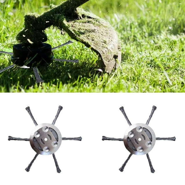 Fentaty 2 Pzas 6 Hojas de Alambre de Acero Cabezal de Cortadora de Césped, Cabezal de Cortadora de Alambre de Acero Universal de 6 Pulgadas para Desmalezador, Compatible con la Mayoría de los Cortadoras de Césped