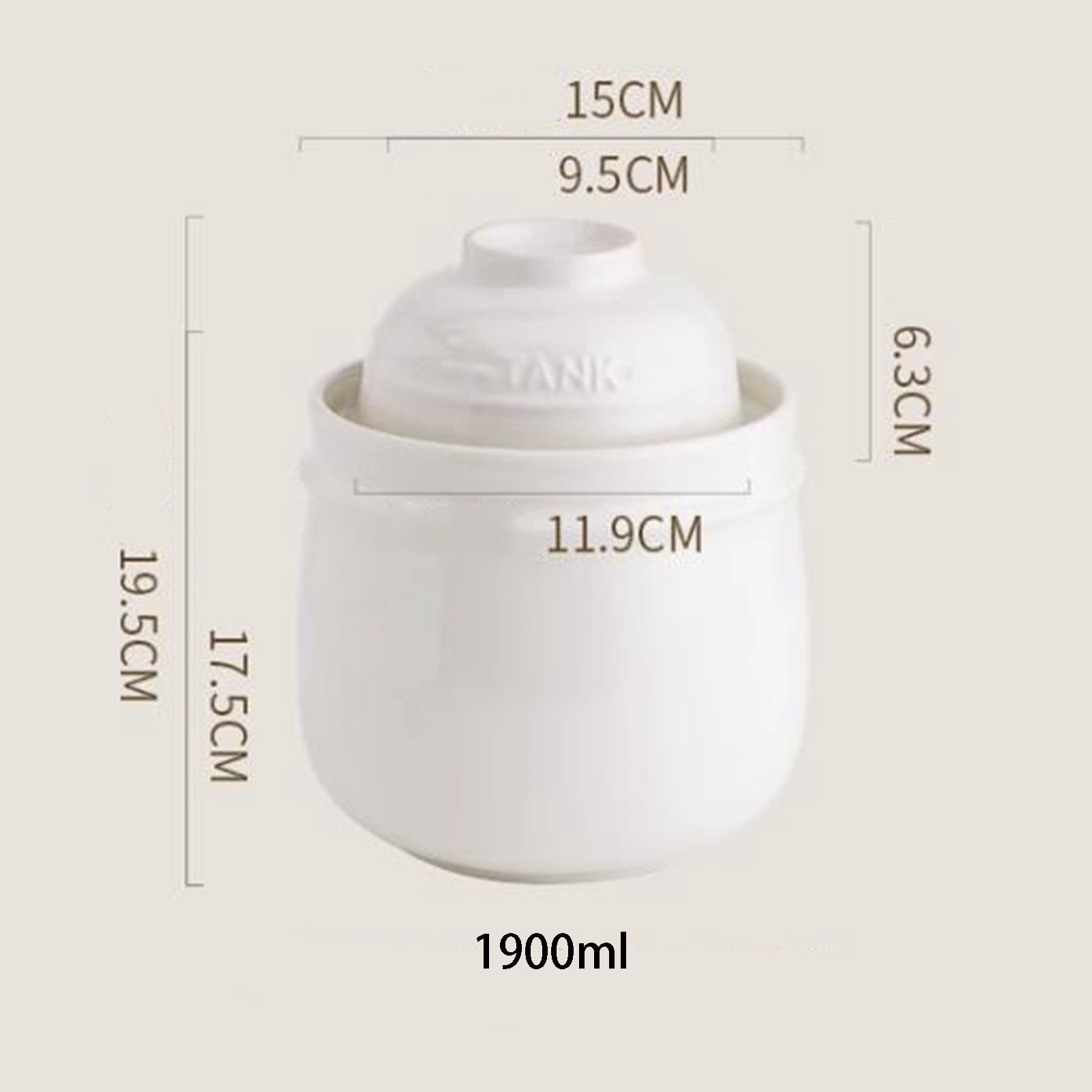 Traditional Chinese Porcelain Pickle Jar, Ceramic Fermenting Jar,Stoneware Fermenter with Water Seal for Pickling, Kimchi, Sauerkraut