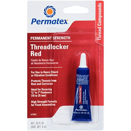 - Permatex 19962 Permanent Strength Threadlocker Red, 6 ml Tube
