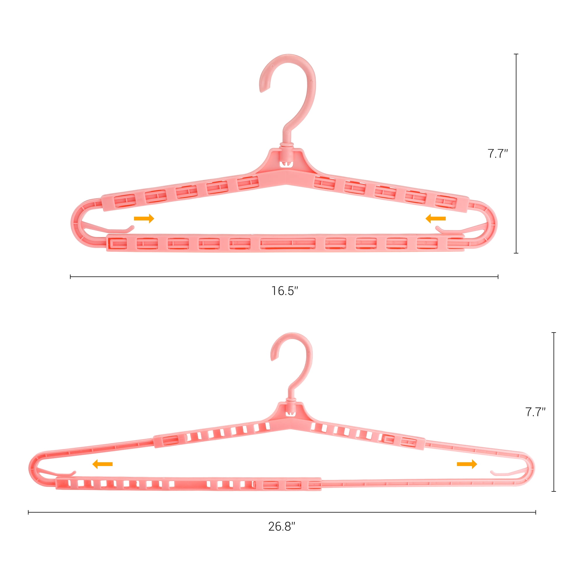 REGALWOVEN 10 Pack Extra Large Hangers, Adjustable Shoulder Clothes Hangers, Sturdy Plastic Hangers for Sweaters and Oversized Garments Pink