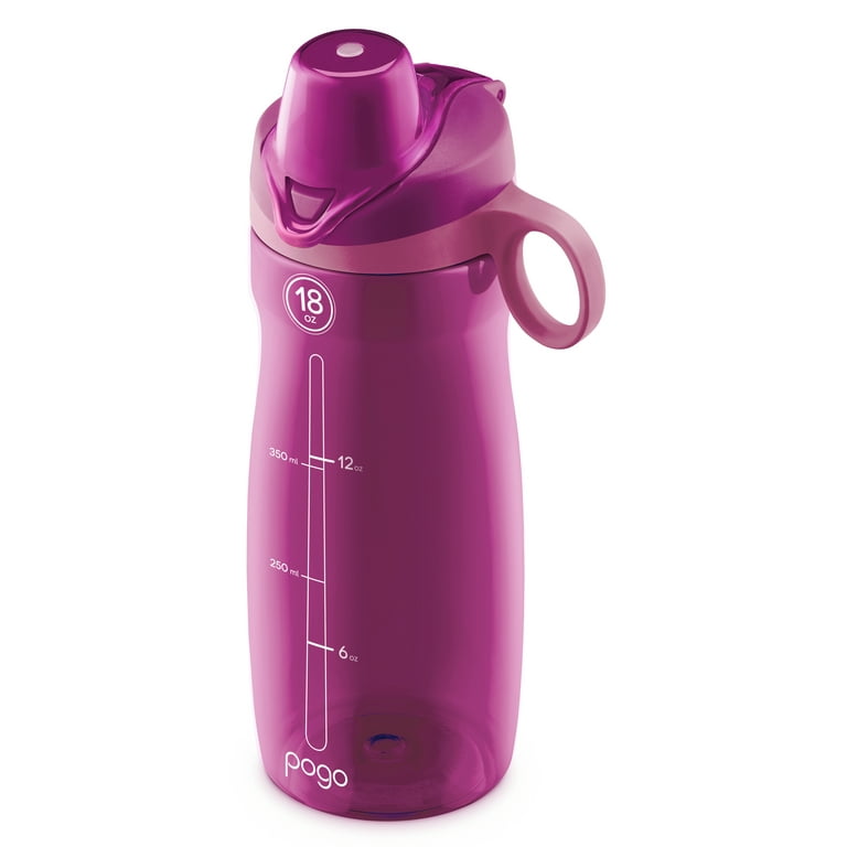 Pogo BPA-Free Plastic Water Bottle with Chug Lid, 18 oz, Pink