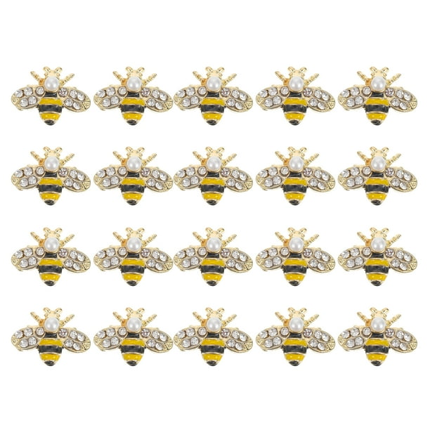 20 adornos de aleación con forma de abeja para uñas, decoración 3D para uñas, adornos de aleación para uñas DIY