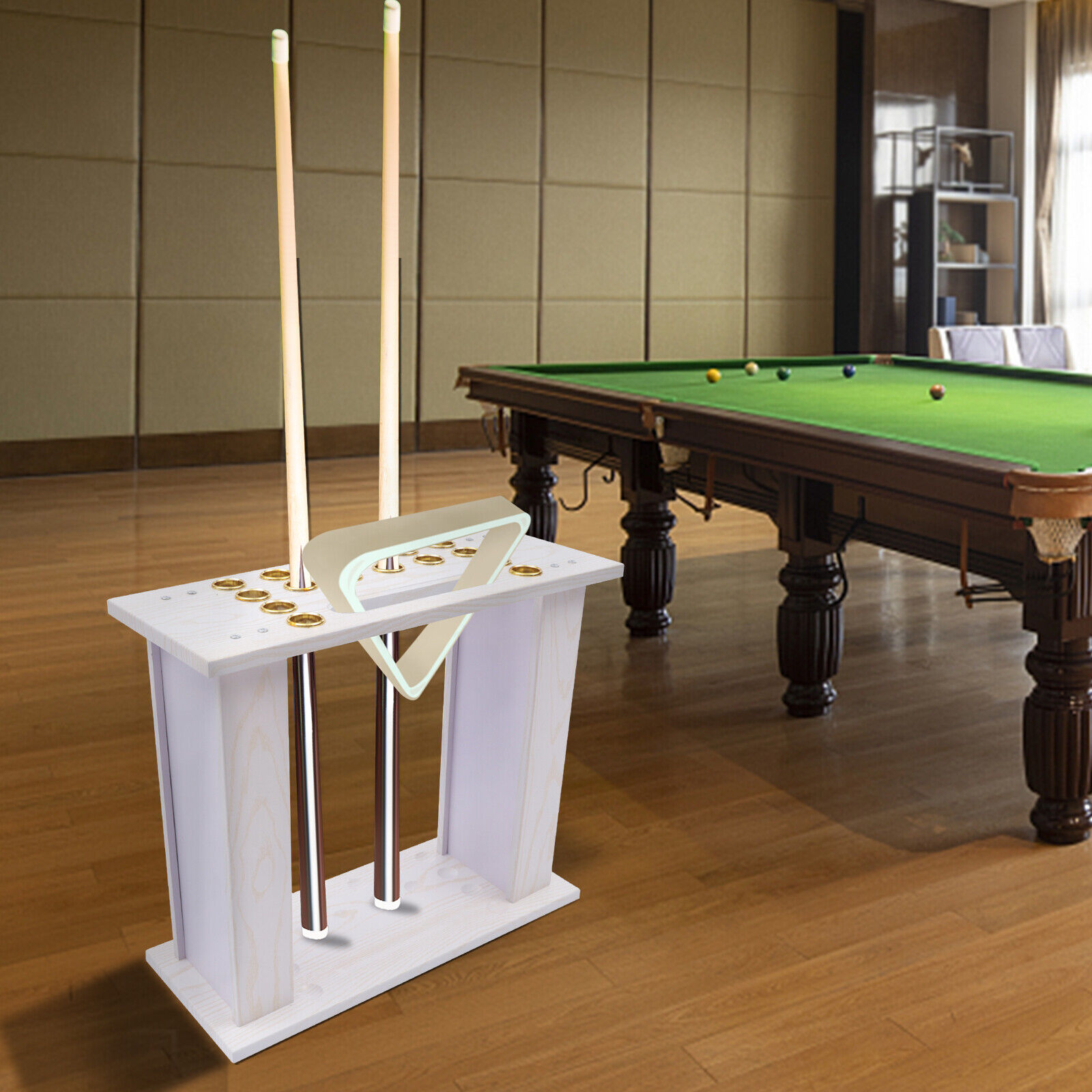 Miumaeov 16 Holes Billiard Racks Vertical Rod Rack Rectangular FloorToCeiling Billiard Cue