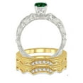thumbnail image 3 of 1.25 Carat Emerald & Diamond Vintage Trio Bridal Set Engagement Ring on 10k White Gold, 3 of 3