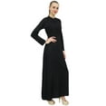 thumbnail image 4 of Bimba Women's Mandarin Collar Black Jilbab Dress With Pockets Full Sleeve-24, 4 of 5