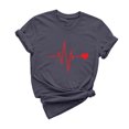 thumbnail image 5 of Qiopertar Mode Adulte Manches Courtes Col Rond Impression de la Saint-Valentin Blouse Décontractée T-Shirt Hauts Chemise Liquidation Livraison Gratuite Offres de la Semaine Liquidation, 5 of 5