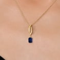 thumbnail image 3 of Gem Stone King 10K Yellow Gold Blue Sapphire Pendant Necklace for Women | 0.62 Cttw | Gemstone September Birthstone | Octagon 6X4MM | With 18 inch Chain, 3 of 6