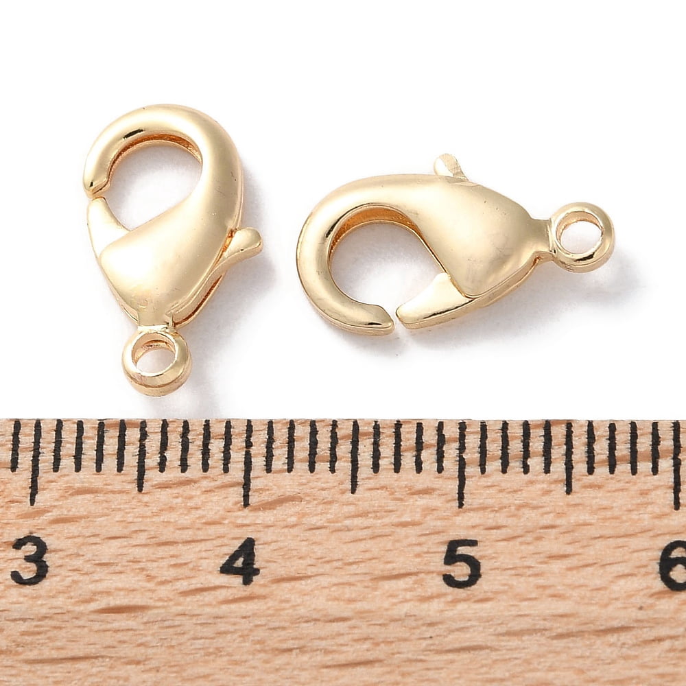 100pcs Rack Plating Brass Lobster Claw Clasps Long-Lasting Lead Free & Cadmium Free Light golden 15x9x3mm Hole: 1.8mm