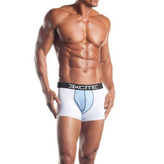 Excite for Men Classic Boxer Brief - White / Light Blue, Size Medium