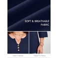 thumbnail image 3 of SHOWMALL Women's Work Tops, Plus Size 3/4 Sleeve Button V Neck Business Casual Blouse, Navy Blue, Size 5X, 3 of 6