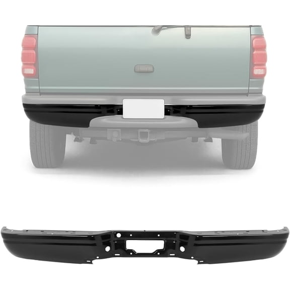 HECASA Rear Bumper Face Bar Compatible with 1997-2000 Ford Expedition Replacement for FO1102344 Steel Powder Coated Black