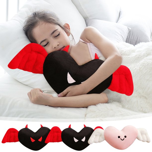 Xihbxyly Almohada de Diablo de Halloween, Tela Suave y Acogedora, Diseño de Alas, Cojín para Sofá y Coche, Relleno de Alta Resiliencia, Relajación Cómoda, Perfecta para Decoración Navideña, Tamaño 50