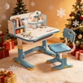thumbnail image 2 of YNCE Kids Desk and Chair Set, Height Adjustable Astronaut Pattern Children School Desk with Shelf & Large Drawers, Kids Writing Study Table for Boys Girls 6+, 2 of 9
