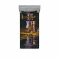thumbnail image 2 of Ambesonne Landscape Fitted Sheet & Pillow Sham Set, Forest Night Swamp Art, Queen, Multicolor, 2 of 3