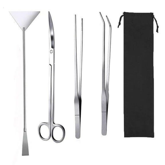 WLGJL Aquascape Tools, Long Stainless Steel Aquarium Plant Tools Aquarium Tweezers Scissors Spatula Tool Set Bonsai Kit Algae Scrapers Aquarium Cleaning Kit for Fish Tank Starter kit