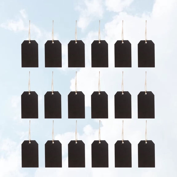 KHBUAB 25Pcs Black Wood Hanging Tags for Parties and Home Decor 8x5in