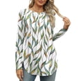 thumbnail image 3 of Ronuti Long Sleeve Shirts for Women Crewneck Basic Loose Tunic Tops Floral Beach Vacation Clothes, 3 of 6
