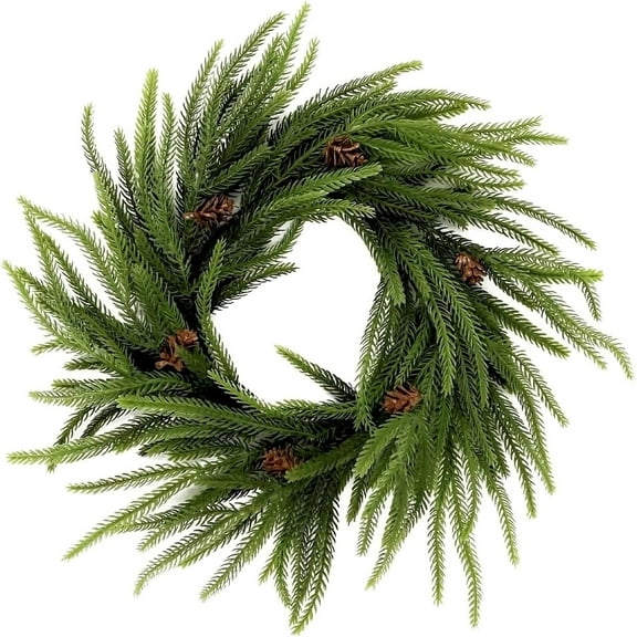 2pcs 21inch Norfolk Pine Christmas Wreath - Artificial Cypress Garland, Candle Ring, Real Touch, Indoor & Outdoor Holiday Decor, Winter Wreaths for Front Door