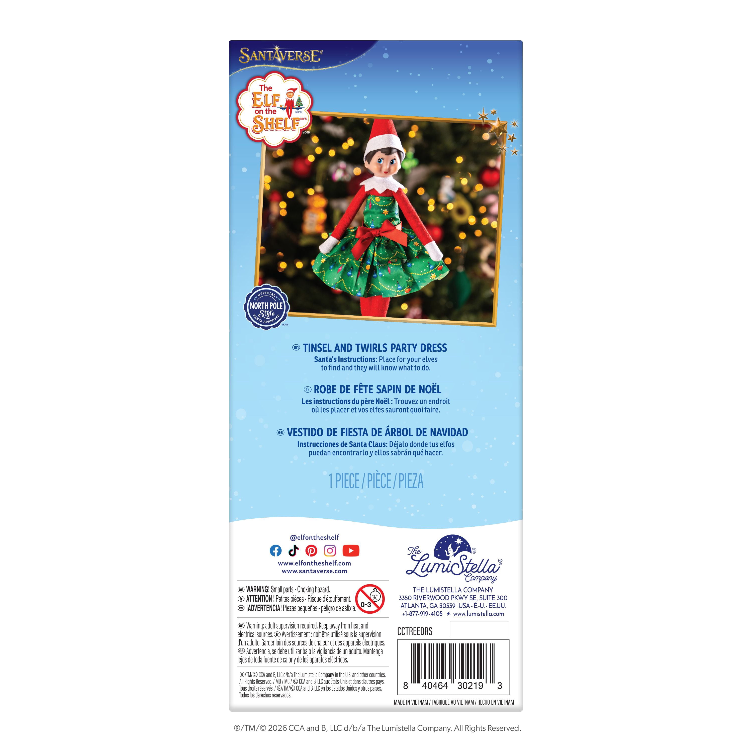 The Elf on the Shelf Claus Couture Tinsel and Twirls Party Dress - Scout Elf Not Included