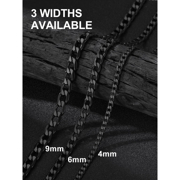 Suplight Black Cuban Link Chain Necklace, 18 Inches photo 4