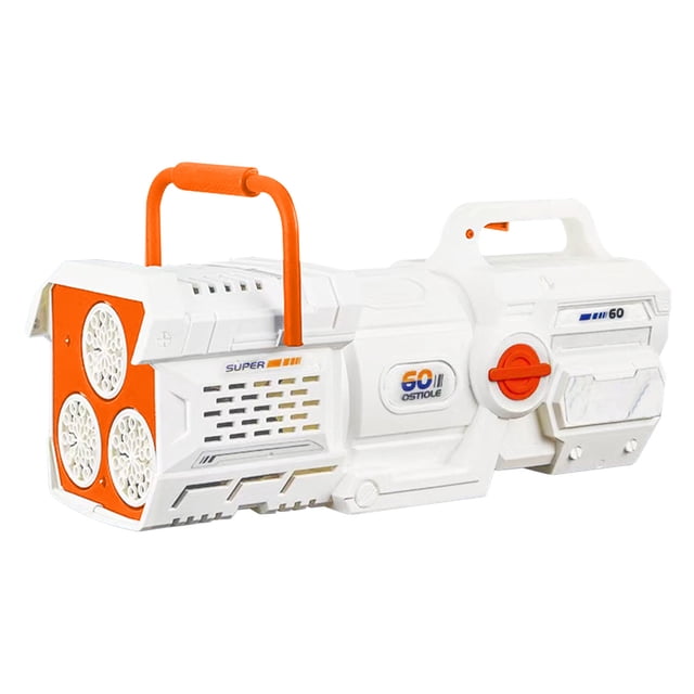 Machine à Bulles Orange à 60 Trous avec Lumière Colorée, Souffleur de Bulles Automatique Rechargeable, Jouet pour Fête Intérieure Extérieure, Mariage, Anniversaire, Célébration, 2,39 Lb