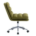 thumbnail image 3 of Modern Home Office Chair, Desk Chair with Silver Base Feet, Velvet Fabric Leisure Adjustable Office Chair with Wheels, Armless Leisure Swivel Computer Chair, for Living Room, Bed Room, Dorm, Green, 3 of 7