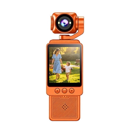1080P Portable Pocket Action Camera with Rotatable Lens Mini Body Camera Video Recorder 1080P Small Portable Wearable Hidden Cameras with Clip & Night Vision - Orange