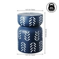 thumbnail image 5 of JONATHAN Y Kiri 18" Modern Bohemian Arrow Pattern Drum Indoor/Outdoor Garden Stool, Navy/White, 5 of 10