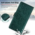 thumbnail image 5 of ELEHOLD Flip Leather Wallet Case for Samsung Galaxy S25 Ultra with Strap, Shockproof Vintage Leather Flowers TPU Card Pocket Wallet Protective Phone Case with Lanyard, Green, 5 of 9