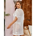 thumbnail image 4 of V for city Womens Beach Cover-ups Short Sleeve Crochet Top Side Split Hollow Out Mesh Bathing Suit Cover Ups Dress Swimwear S-XL, 4 of 6