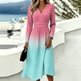 thumbnail image 5 of Womens Fall Spring Long Sleeve Midi Dress Elastic Waist Wrap Crossover V Neck a Line Dress Elegant Holiday Party Dresses, 5 of 5
