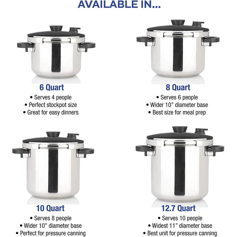 Universal 10.5 Quart / 10 Liter Pressure Cooker, 11 Servings, Pressure  Canner With Multiple Safety Systems and Heat Resistant Handles For Can,  Soup