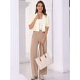 thumbnail image 4 of DARING DIVA Women's Casual Work Cropped Blazer Short Sleeve Suit XS Beige, 4 of 6