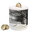 thumbnail image 1 of Black and White Piggy Bank, Seine River Paris City France Snowy Winter in the Urban City Trees, Ceramic Coin Bank Money Box for Cash Saving, 3.6" X 3.2", Black White Grey, by Ambesonne, 1 of 4