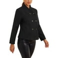 thumbnail image 4 of MODA NOVA Double Breasted Coat for Juniors Stand Collar Winter Casual Short Jacket XS Black, 4 of 5