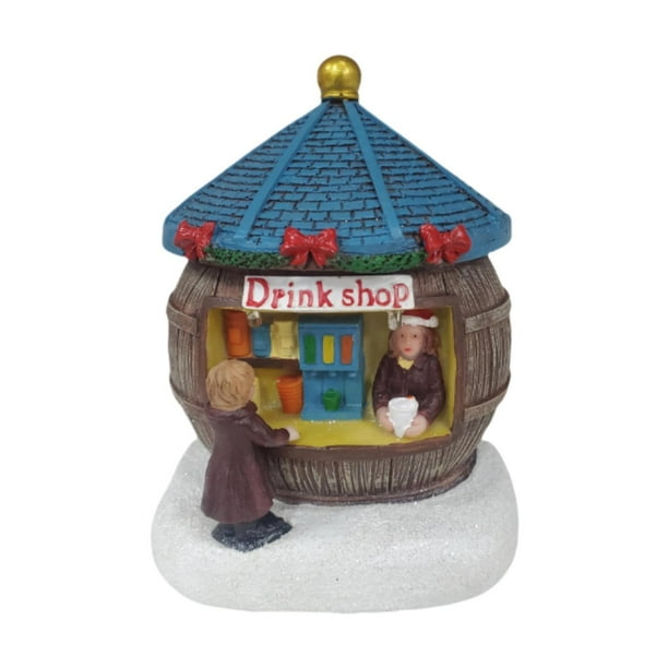 Figura decorativa de casa de pueblo de Navidad, escultura, estatua decorativa, decoración navideña, decoración de mesa navideña para sala de estar, fi Tienda de bebidas