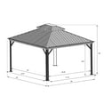 thumbnail image 6 of Kozyard Alexander 12' X 14' Hardtop Permanent Aluminum Metal Gazebo with Galvanized Steel Double Roof Canopy, Curtain and Netting, Gazebo Pavilion for Patio, Backyard, Deck, Lawn (Brown), 6 of 7
