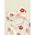 thumbnail image 3 of Miaouyo Baby Girls Autumn Romper Long Sleeve O Neck Floral Print Casual Romper with Headband, 3 of 5