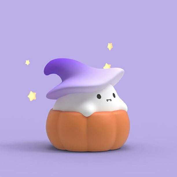 Luces LED, lámpara de escritorio, luz de noche, luz de libro, luz de noche de calabaza fantasma, luz de palmaditas de Halloween, carga USB, tres velocidades, decoración ajustable, linterna de noche de