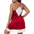 thumbnail image 5 of fheaev Plus Size Lingerie for Women Chemise V-Neck Lace Trim Sleeveless Sleepwear L4 Watermelon Red, 5 of 8