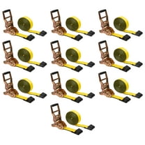 10 Pack 2" x30' Self-Tensioning Ratchet Tie Down Straps with Flat Hooks - 3,333 Lbs WLL - Heavy Duty Tie Down Ratchet Straps for Flatbed, Truck, Trailers, Cargo, Pickup - Yellow