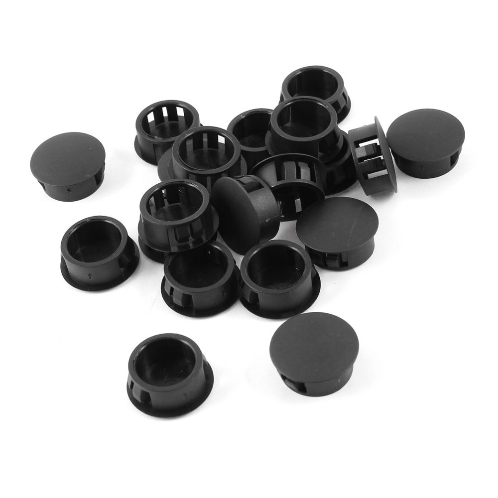 20pcs Black Plastic 20mm Dia Push Locking Hole Plugs Button Covers