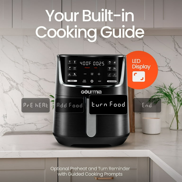 キッチン家電 GOURMIA DIGITL AIR FRYER Black Silver Gourmia 8 Qt Digital Air Fryer with FryForce 360 and Guided